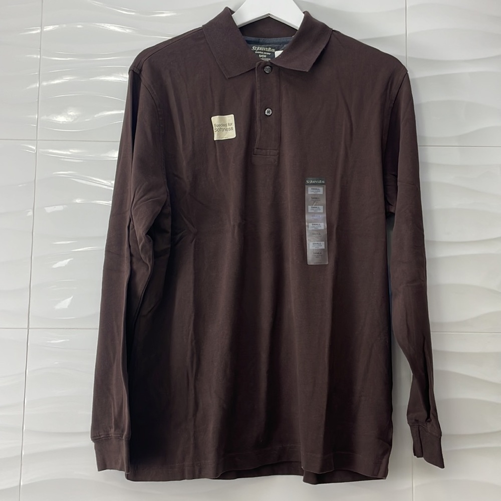 NWT! Men’s St. John’s Bay Long Sleeve Polo Shirt Size Small
